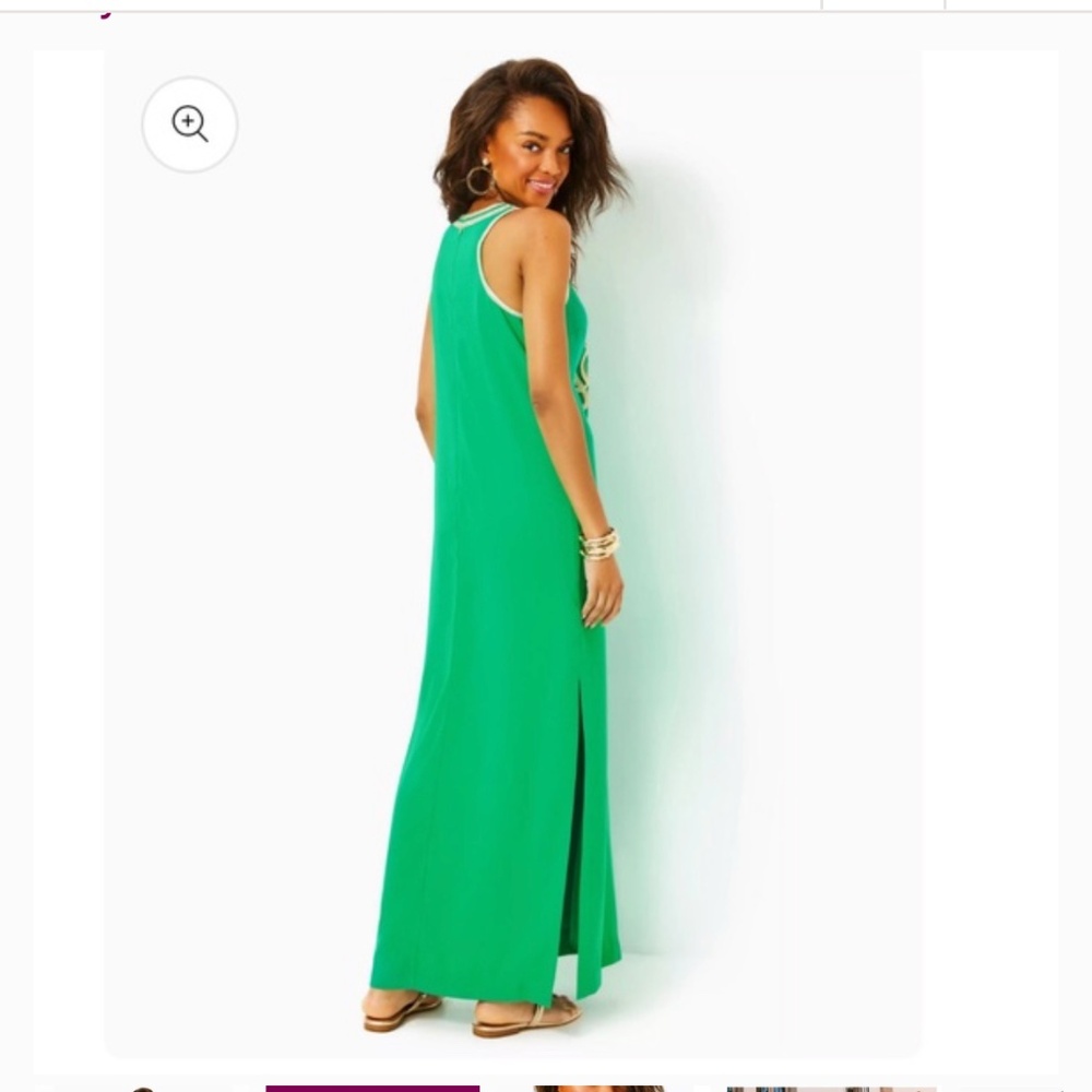 NWT Lilly Pulitzer Taylane maxi dress in green and gold M 8 - Picture 2 of 13